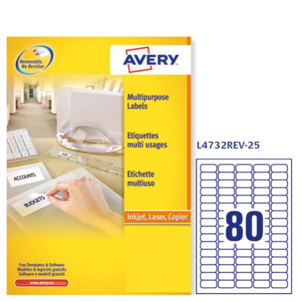 Etichetta adesiva l4732rev bianca rimovibili 25fg A435,6x16,9 (80et/fg) laser - Z01750
