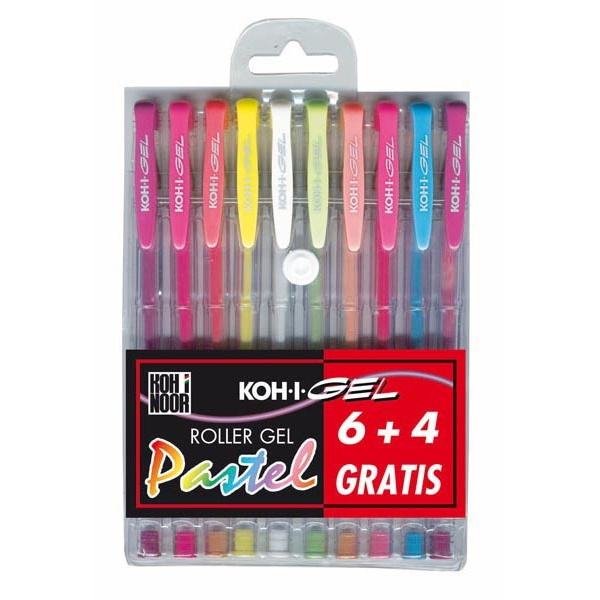 Astuccio 10 roller koh-i-gel colori pastel - Z01895