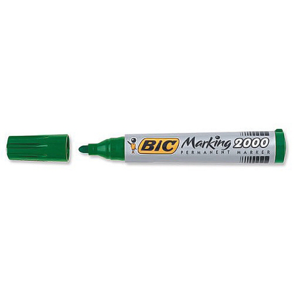 Scatola 12 marcatori 2000 verde p.tonda permanente bic - Z01910