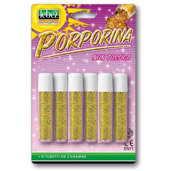 Busta 6 tubi porporina oro 2gr lebez - Z02037