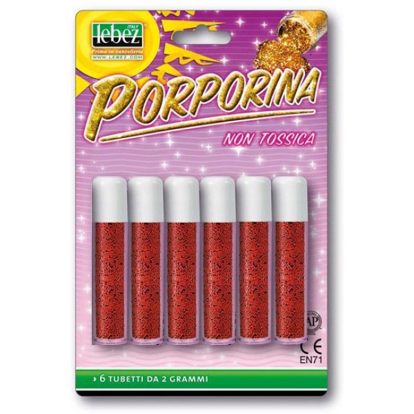Busta 6 tubi porporina rosso 2gr lebez - Z02038