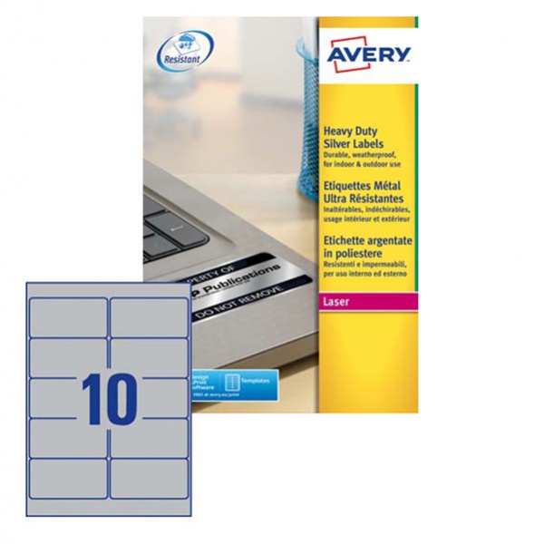 Poliestere adesivo l6012 argento 20fg A4 96x50,8mm (10et/fg) laser avery - Z02167