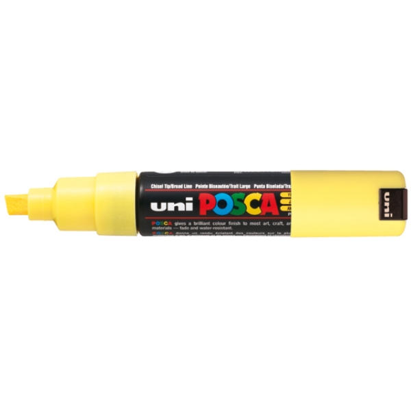 Marcatore uni posca pc8k punta scalpello giallo - Z02341
