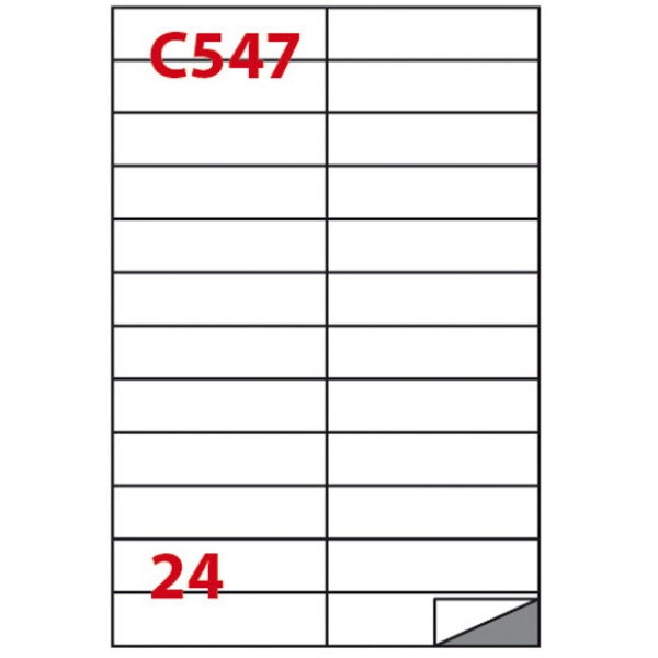 Etichetta adesiva c/547 bianca 100fg A4 105x25mm (24et/fg) markin - Z02385