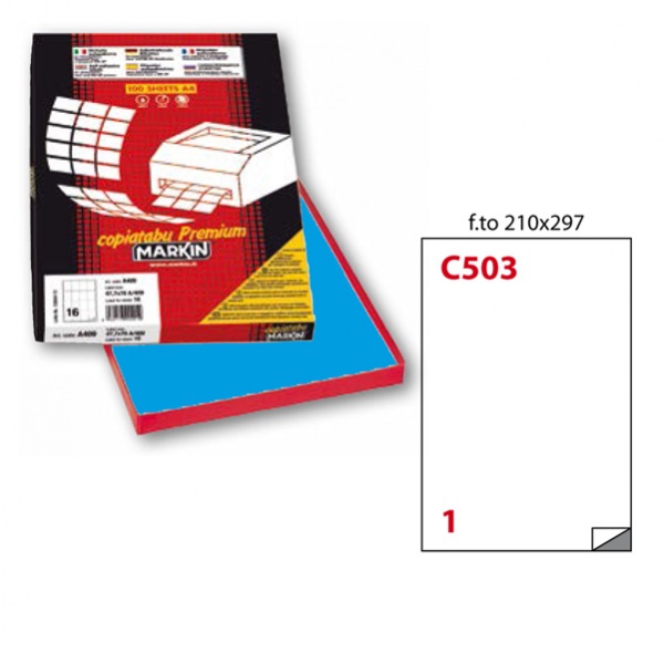 Etichetta adesiva c/503 blu 100fg A4 210x297mm (1et/fg) markin - Z02449