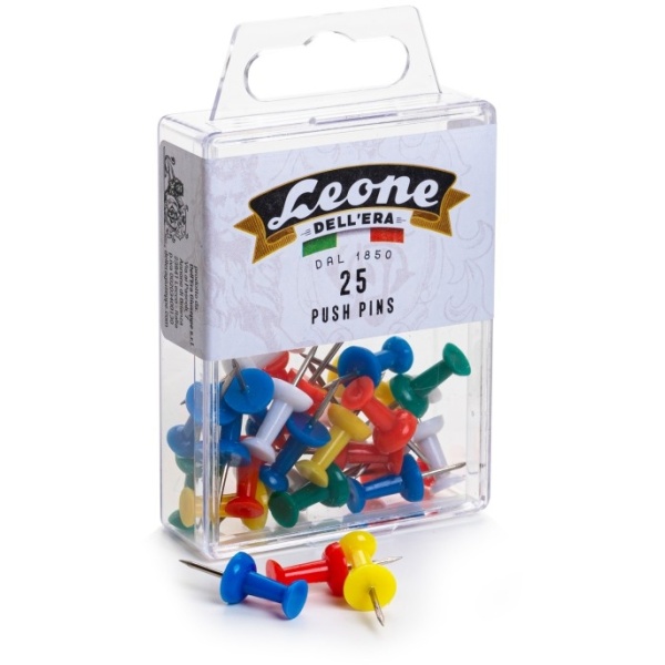 Scatola 25 spilli cartografici clessidra colori assort.leone color - Z02497