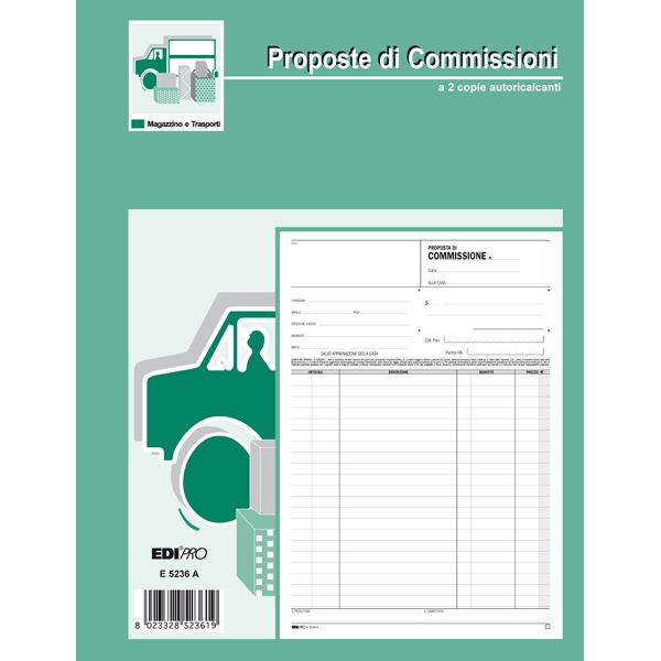 Blocco copia commissioni 29,7x21cm 50fg 2 copie autoric. e5236a edipro - Z02591