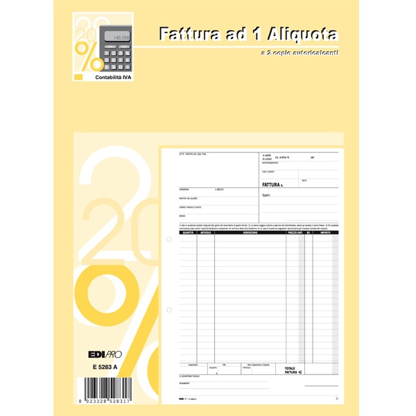 Blocco fatture 1 aliquota iva 50/50 fogli autoric. 29,7x21 e5283a - Z02593