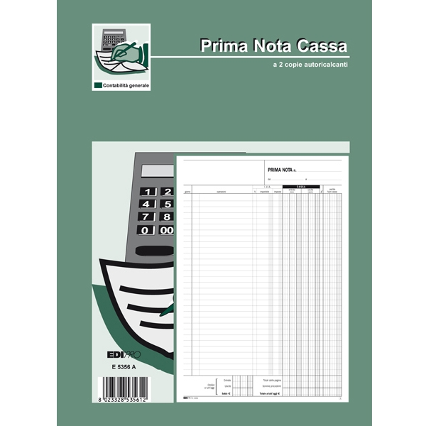 Blocco prima nota cassa entrate/uscite/iva 50/50 fogli autoric. 31x21 e5356a - Z02596