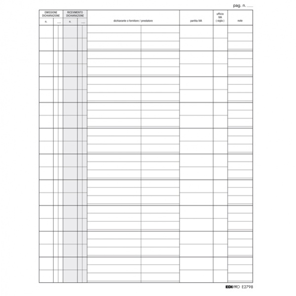 Registro dichiarazione esportatori 31x24 100fg e2798 - Z02877
