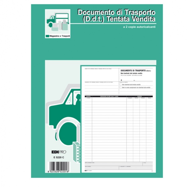 Blocco ddt carico tentata vendita A4 50 fg autoric. e5220c edipro - Z02897