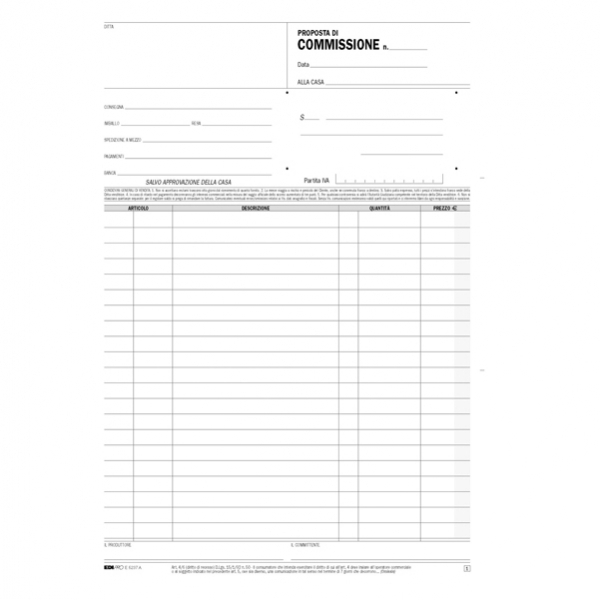 Blocco copia commissioni 29,7x21cm 33fg 3 copie autoric. e5237a edipro - Z02905