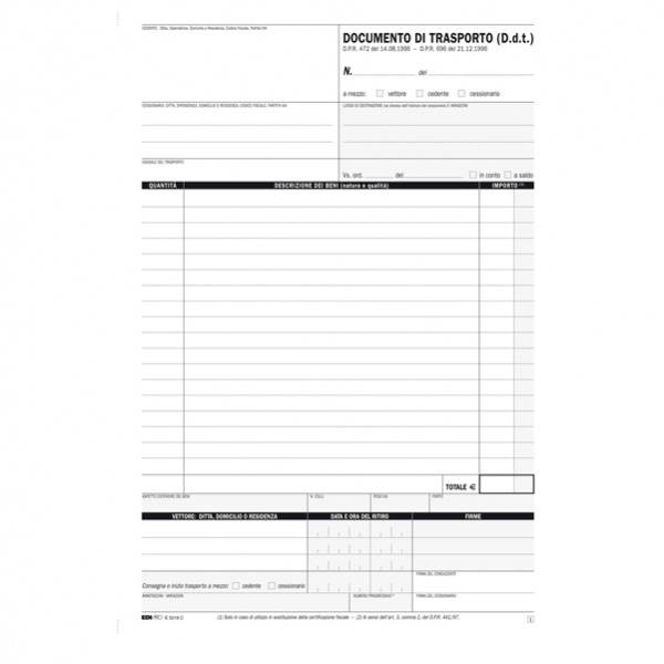 Blocco ddt 29,7x21cm 25fg 4 copie autoricalcante e5218c edipro - Z02913
