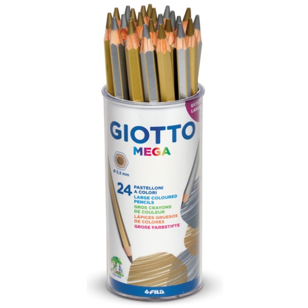 Barattolo 24 pastelli giotto mega oro/argento fila - Z02938