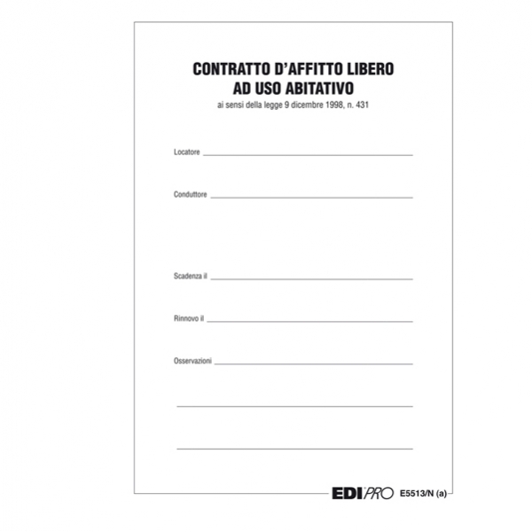 Fascicolo contratto di locazione libero 29,7x21 e5513n - Z03201