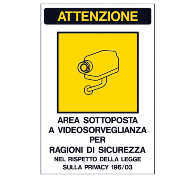 Cartello adesivo 20x30cm 'area sottoposta a videosorveglianza' - Z03258