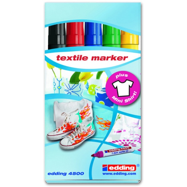 Astuccio 5 marcatore edding 4500 col.ass. pt 2-3mm per tessuto - Z03332