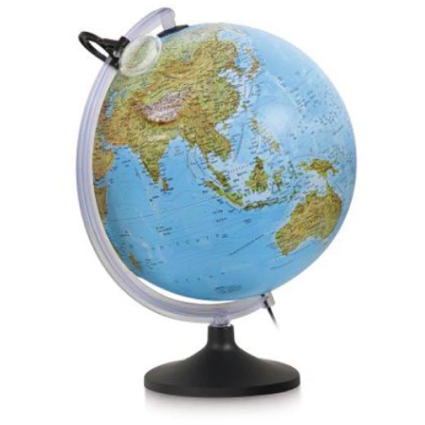 Globo geografico illuminato a rilievo uranio ø 30cm novarico - Z03366