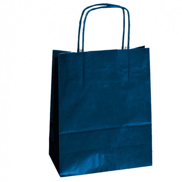 25 shoppers carta kraft 22x10x29cm twisted blu - Z03402