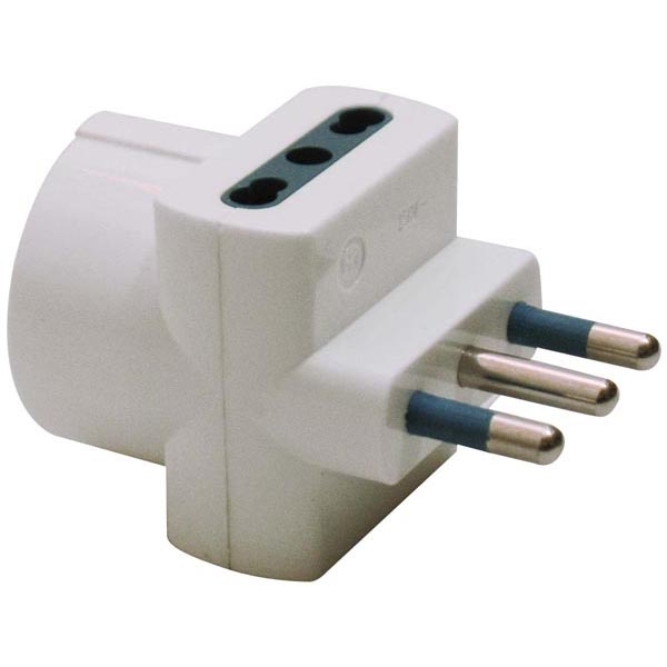 Adattatore triplo con spina 2p+t 16a - 2 prese 10/16a + 1 schuko - Z03722