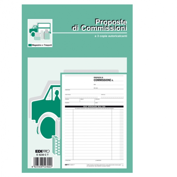 Blocco copia commissioni 23x15cm 33fg 3 copie autoric. e5230ct edipro - Z03960