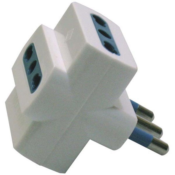 Adattatore triplo bianco con spina 2p+t 16a - 3 prese bipasso 10/16a - Z04061