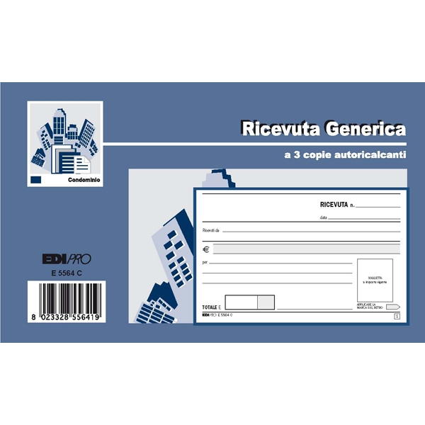 Blocco ricevute generiche 33fogli 3 copie autoric. 9,9x17 e5564ct - Z04066
