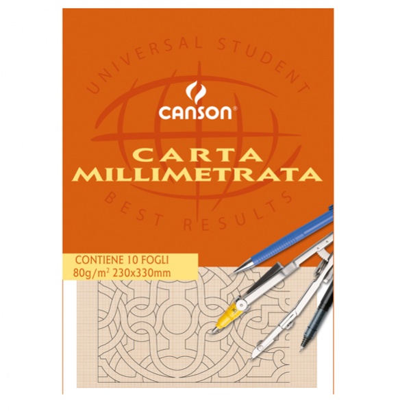 Blocco carta opaca millimetrata 230x330mm 10fg 80gr canson - Z04139
