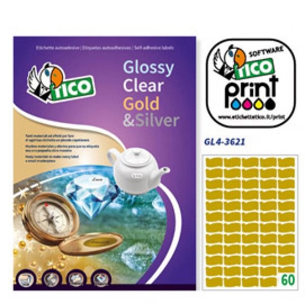 Etichette sagoma'pergamena' gl4 satinate oro 60etic./fg (36x21) 100fg - Z04407