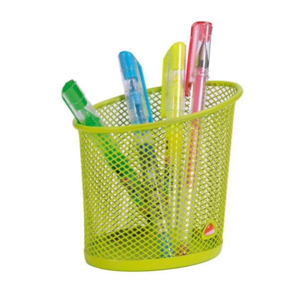Portapenne mesh verde in rete metallica alba - Z04416