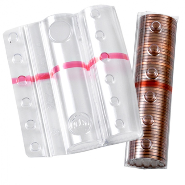 Sacchetto da 100 blister portamonete 5 cent fascia rossa - Z04474
