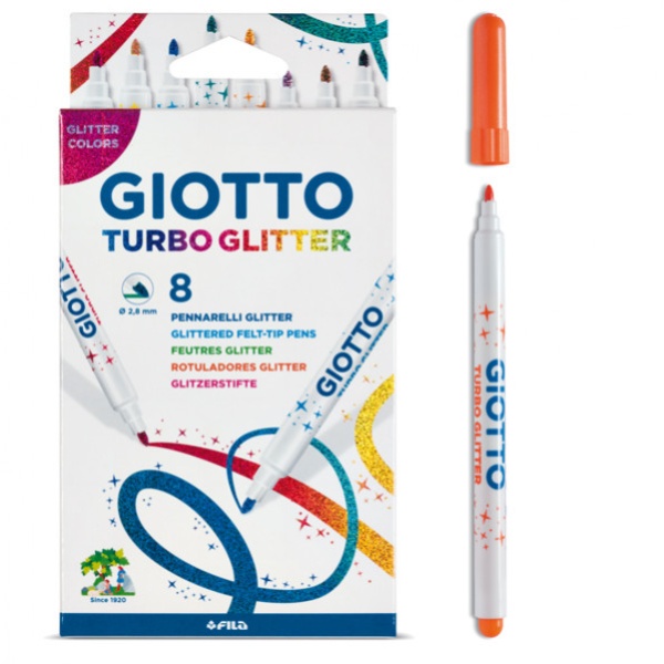 Astuccio 8 pennarelli turbo glitter giotto - Z04489