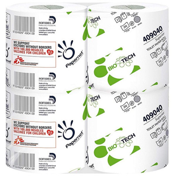Pacco 4rt carta igienica 2veli classica 27,5mt 250 strappi biotech - Z04544