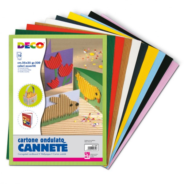 Set 10fg cartoncino ondulato 25x35cm cannete' colori assortiti cwr - Z04620