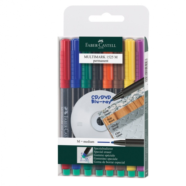 Busta 8 colori pennarello multimark 1,0mm medio faber-castell - Z04744