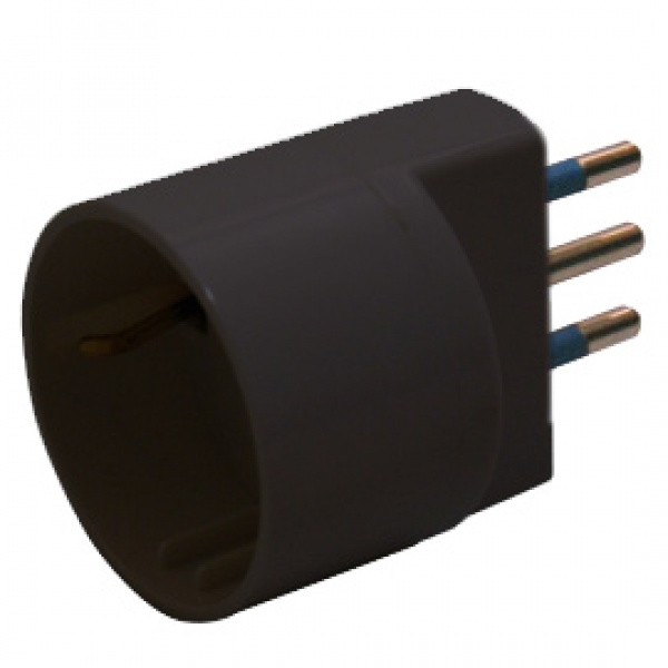 Adattatore semplice nero con spina 2p+t 10a - presa schuko 10a - Z04758