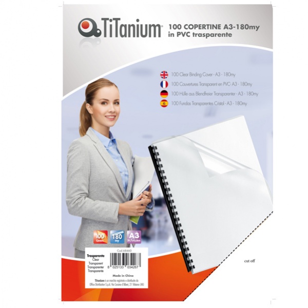 100 copertine A3 pvc trasparente 180my titanium - Z04802