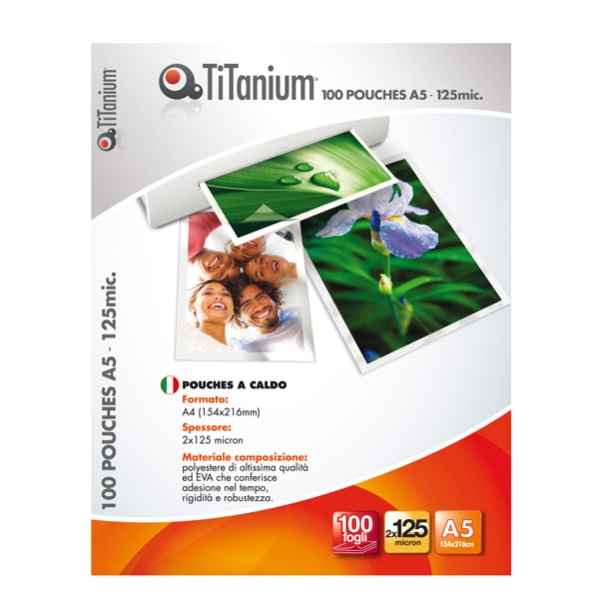 100 pouches 75x105mm 125my jumbo card titanium - Z04886