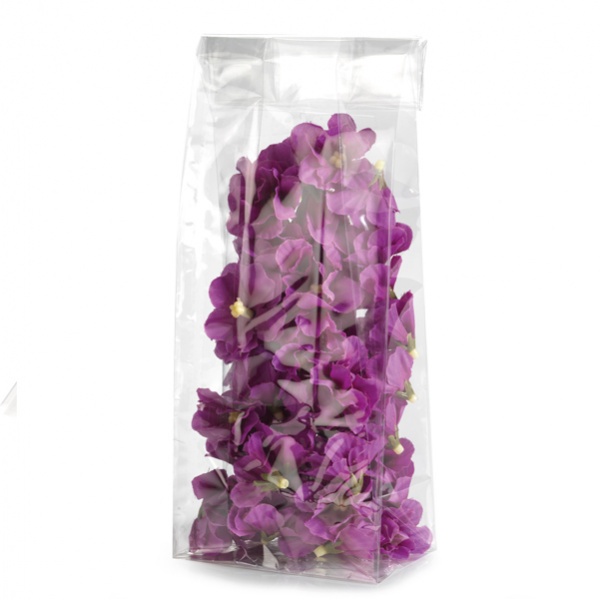 100 buste trasparenti crystal 12x37+7cm c/fondo quadro - Z05174