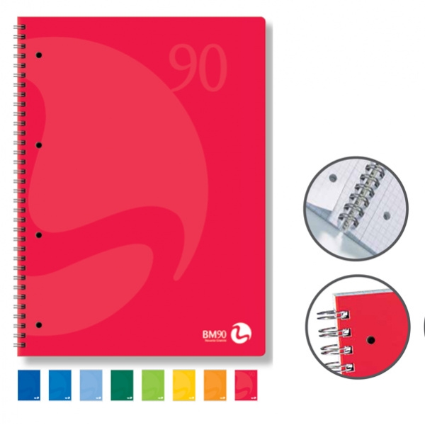 Quaderno A5 163x210mm spiralato 90gr 60fg 4fori microperf. 4mm colors bm - Z05306