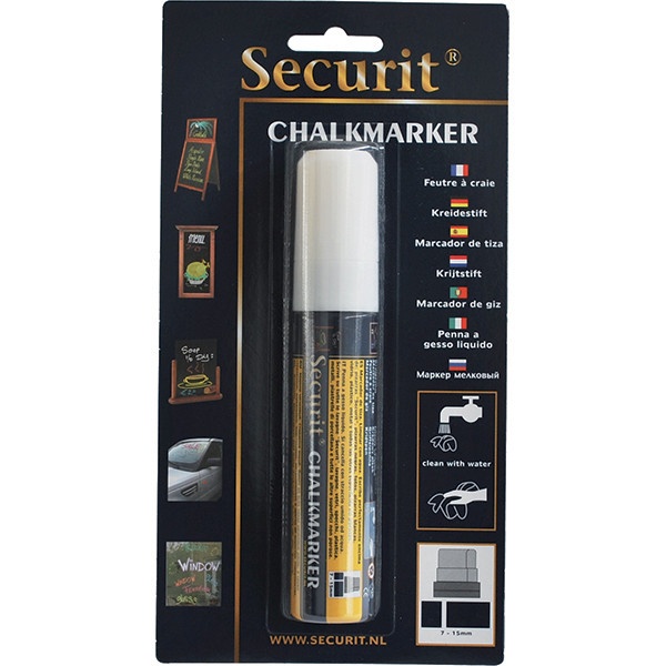 Blister 1 marcatore a gesso liquido bianco 7-15mm maxi securit - Z05454