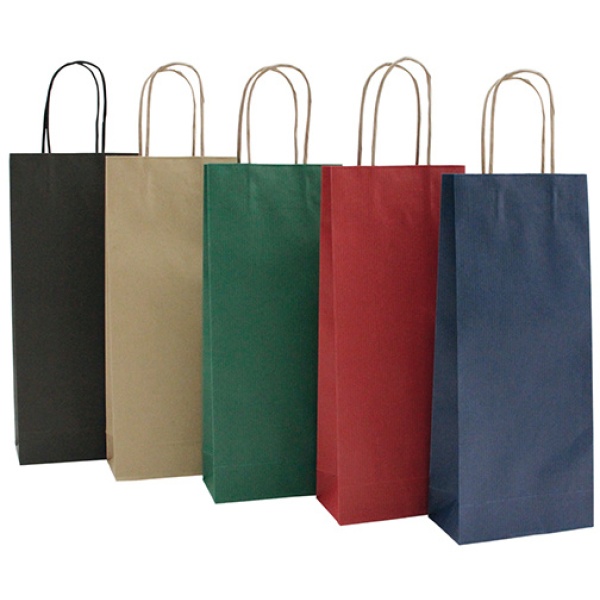 20 shoppers carta biokraft 14x9x38cm portabottiglie nero - Z05476