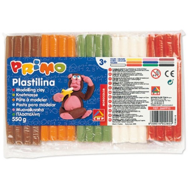 Panetto plastilina 10 colori da 55gr primo - Z05498