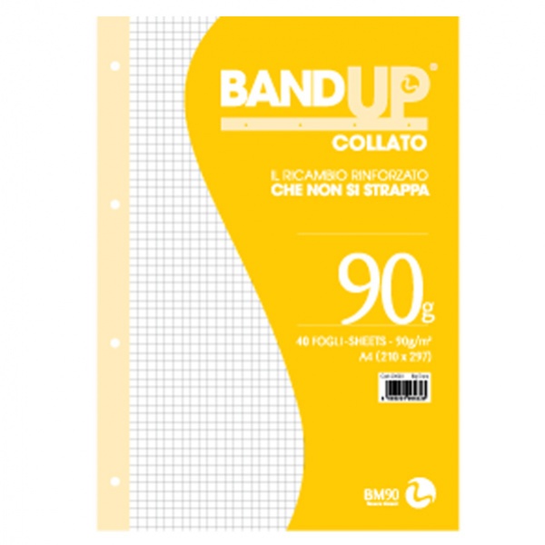 Blocco collato forati rinforzati bandup A4 90gr 40fg 5mm bm - Z05640