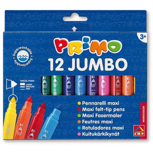 Astuccio 12 pennarelli jumbo superlavabili primo - Z05694