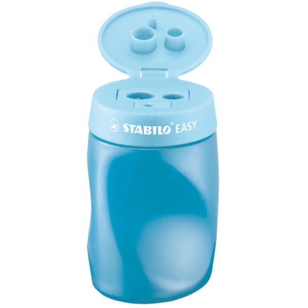 Temperamatite easy 3 fori c/contenitore ergonomico blu per mancini stabilo - Z05825