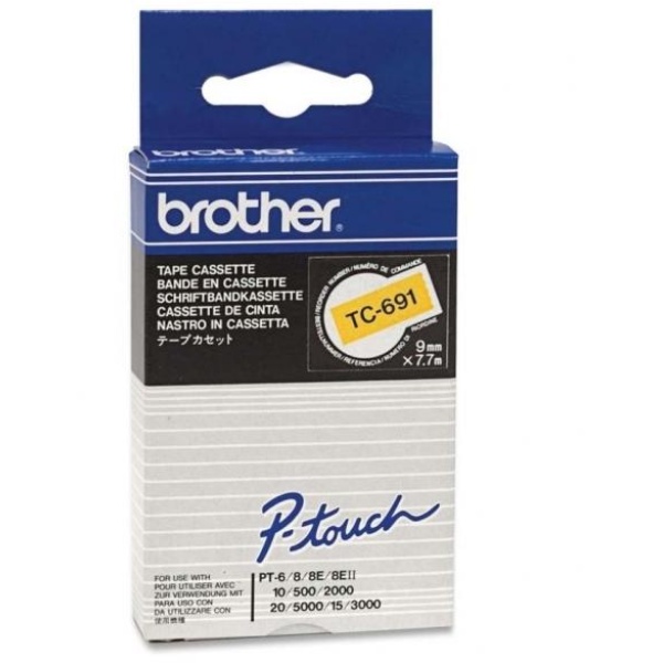 Nastro Brother TC691 nero-giallo - Z06146