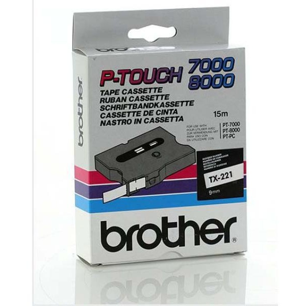 Nastro Brother TX221 nero-bianco - Z06152