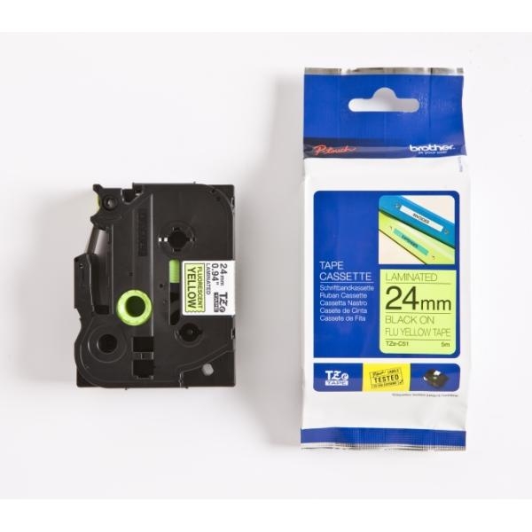Nastro Brother TZC51/TZEC51 (TZEC51) nero-giallo fluo - Z06160