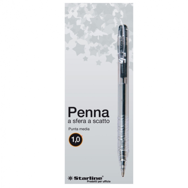 Scatola 20 penne sfera scatto nero 1.0mm starline - Z09042